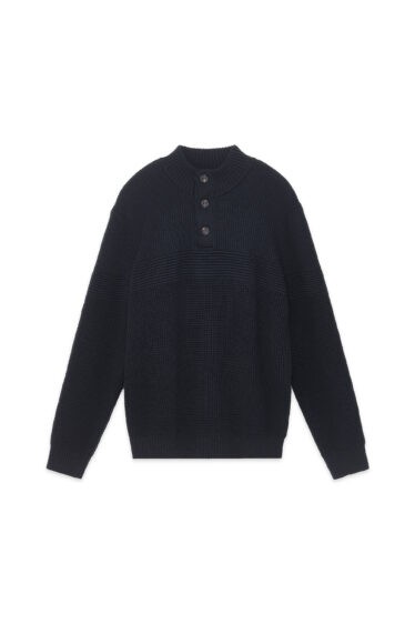 סוודר עבה חצי כפתרה - שחור