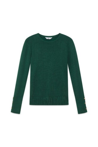 סריג בייסיק כפתורים בשרוול - ירוק