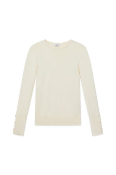 סריג בייסיק כפתורים בשרוול - אבן