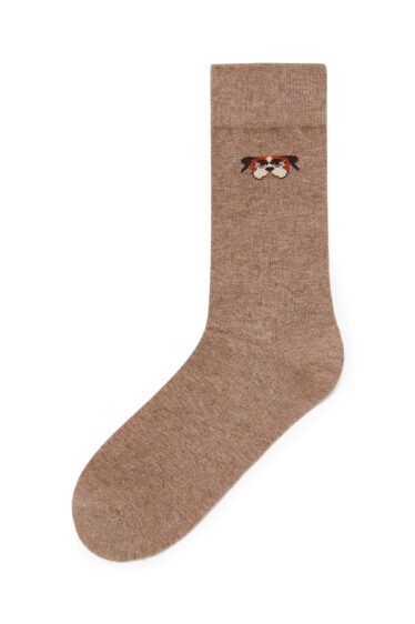 גרביים אייקון כלב - חום