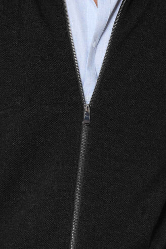 סריג קל קרדיגן רוכסן סריגת ואפל - שחור