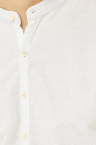 חולצת גלביה בשילוב פשתן - לבן