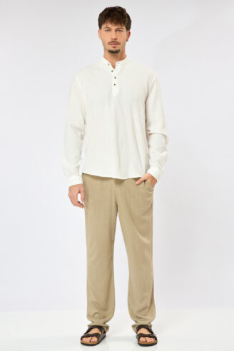 חולצת גלביה מבד סירסאק - לבן