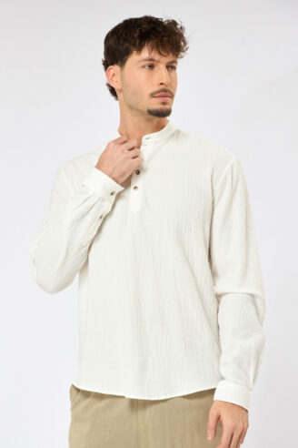 חולצת גלביה מבד סירסאק - לבן