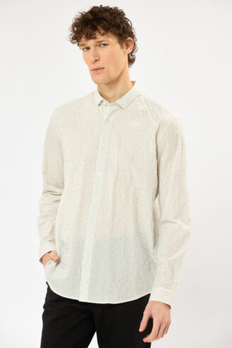 חולצה מכופתרת פסים אפקט קמטים