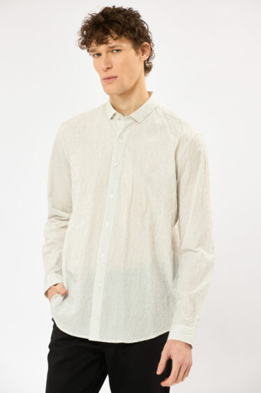 חולצה מכופתרת פסים אפקט קמטים