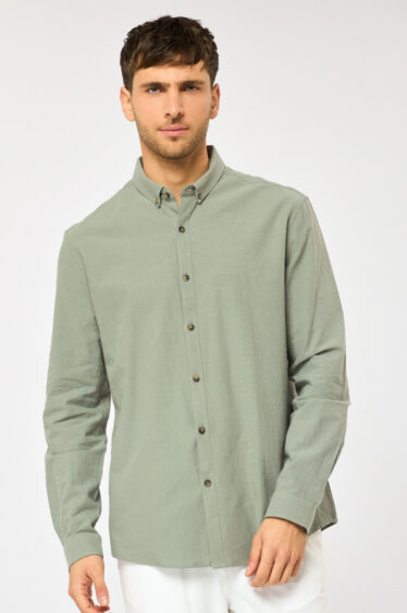 חולצה מכופתרת jacquard heavy - ירוק