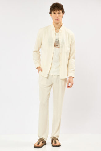 חולצה מכופתרת jacquard heavy - לבן