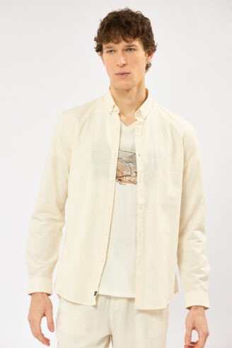 חולצה מכופתרת jacquard heavy - לבן