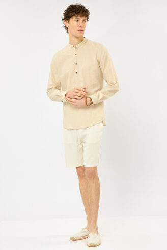 חולצת גלביה בשילוב פשתן