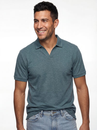 חולצת פולו פיקה ספליט - תכלת ירקרק