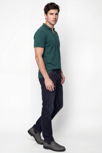 חולצת פולו פיקה ספליט - ירוק עמוק