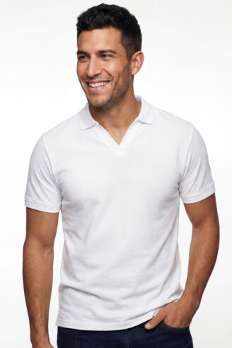 חולצת פולו פיקה ספליט - לבן חולצת פולו פיקה ספליט - לבן