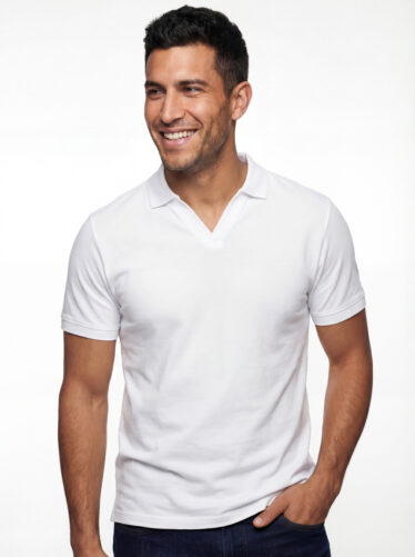 חולצת פולו פיקה ספליט - לבן