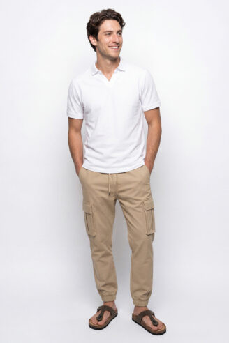 חולצת פולו פיקה ספליט - לבן