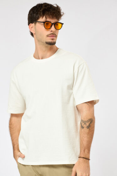 חולצת טי seersuck - לבן