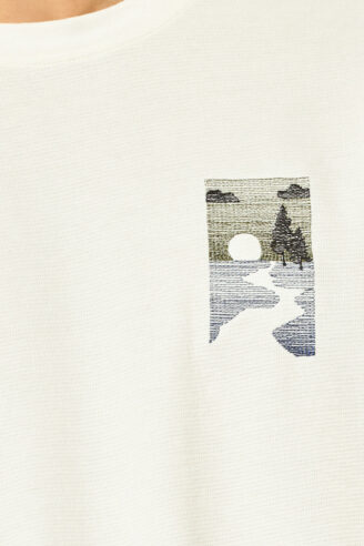 חולצת טי ג'קארד רקמה - לבן