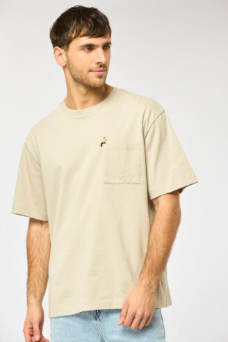 חולצת טי heavy weight כיס - אבן