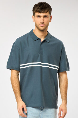 פולו פיקה בוקסי פסים - כחול ירקרק פולו פיקה בוקסי פסים - כחול ירקרק