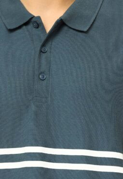 פולו פיקה בוקסי פסים - כחול ירקרק