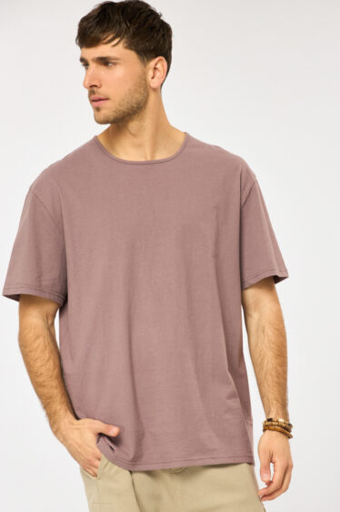 חולצת טי כותנה פיצ' - סגול