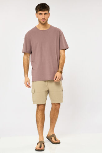 חולצת טי כותנה פיצ' - סגול