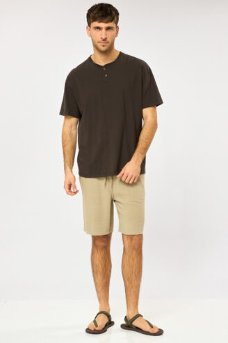 חולצת טי כותנה סבא כפתורים - בראוני