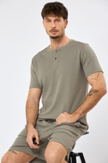 חולצת טי סבא Heavy waffle - חום