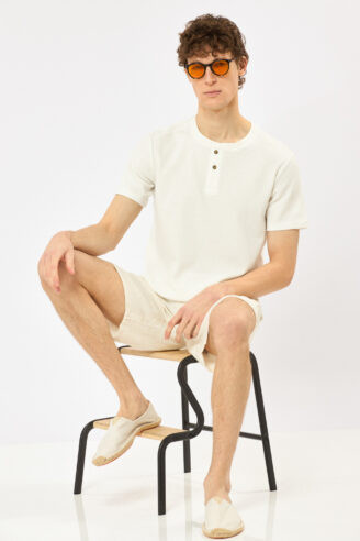 חולצת טי סבא Heavy waffle - לבן