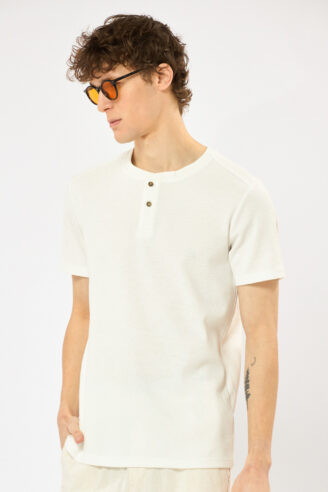 חולצת טי סבא Heavy waffle - לבן