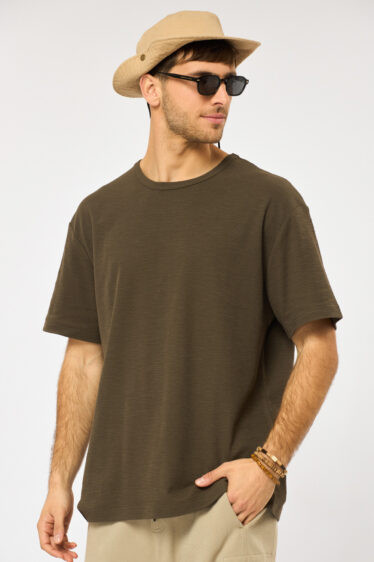 חולצת  טי jacquard light - חום