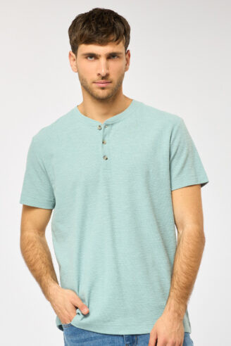 חולצת טי כפתורים jacquard light - אקווה