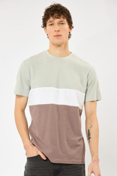 חולצת טי קולור בלוק jacquard light  - שילוב