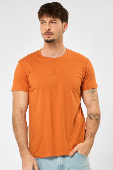 חולצת טי הדפס לוגו קטן - כתום