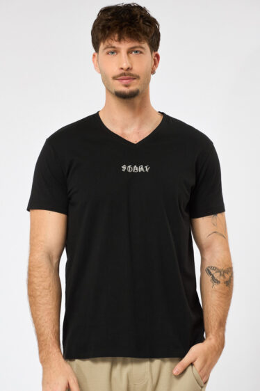 חולצת טי הדפס "Start Today" - שחור