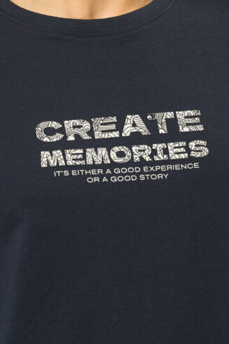 חולצת טי הדפס גומי מעוטר - כחול נייבי