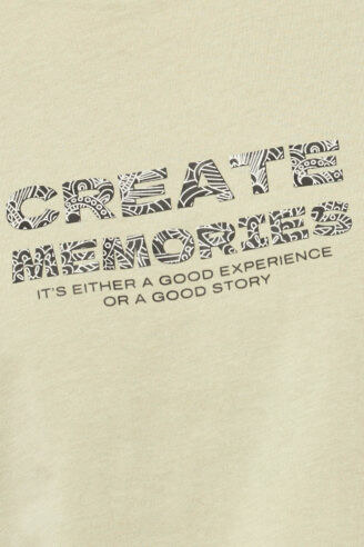 חולצת טי הדפס גומי מעוטר - אבן