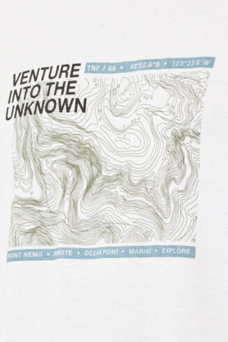 חולצת טי הדפס מפה טפוגרפית - לבן