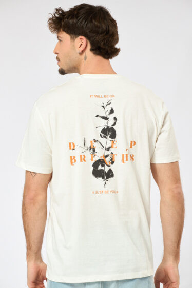 חולצת טי הדפס פרחוני - לבן