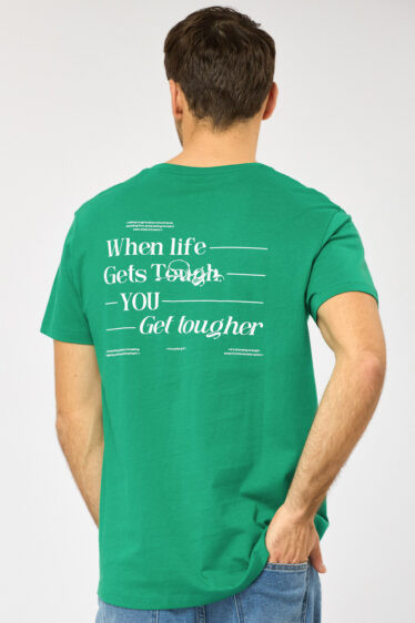 חולצת טי הדפס טיפוגרפי - ירוק