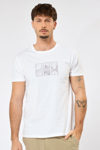 חולצת טי הדפס בסגנון יפני - לבן