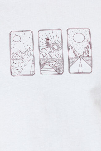 חולצת טי הדפס בסגנון יפני - לבן