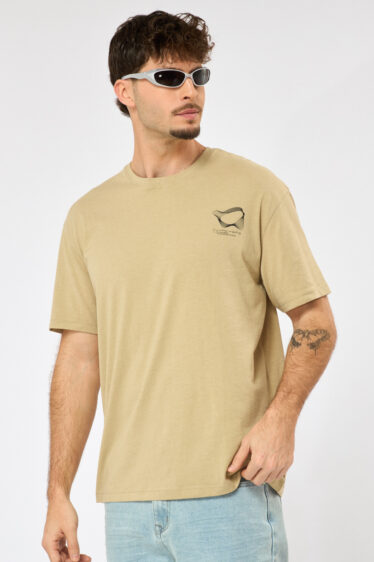 חולצת טי הדפס flow - חום ירקרק