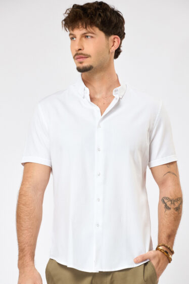 חולצה מכופתרת אלגנטית טקסטורה - לבן