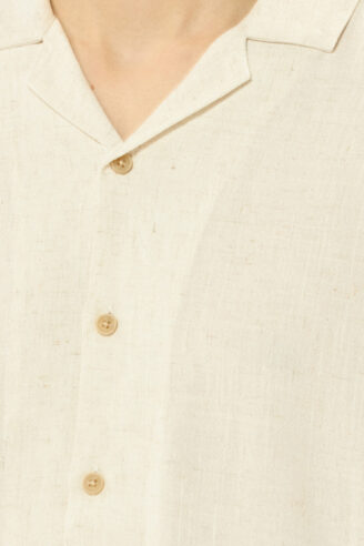 חולצה מכופתרת בשילוב פשתן בד נשפך - אופוויט