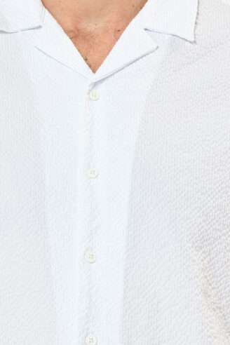 חולצה מכופתרת אפקט קמטים - לבן