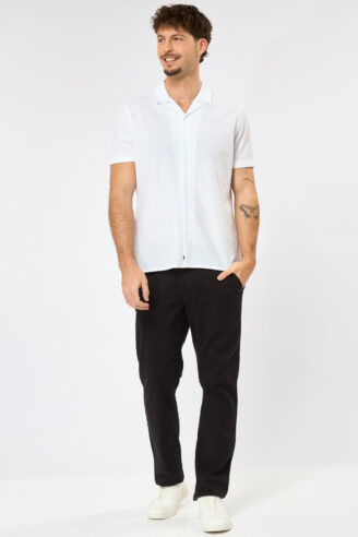 חולצה מכופתרת אפקט קמטים - לבן