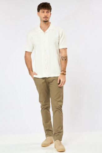 חולצה מכופתרת ג'רסי seersuck - לבן