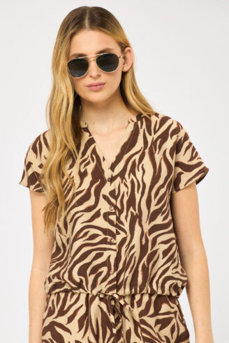 חולצת אריג קרופ עם שרוך