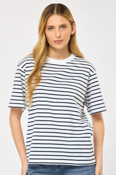 חולצת פסים אוברסייז - פסים כחול לבן